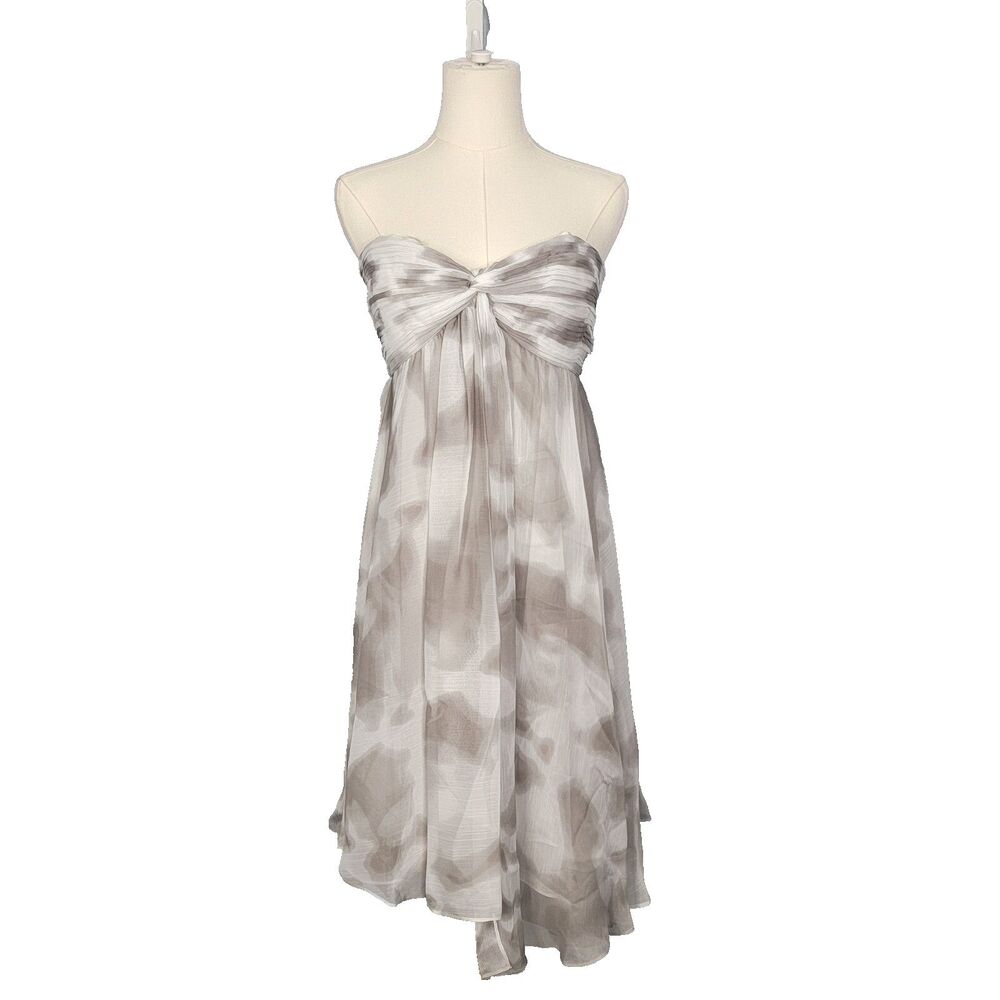 Halston Heritage Dress Size 12 New Strapless Dress In Mist White Flowy Princess